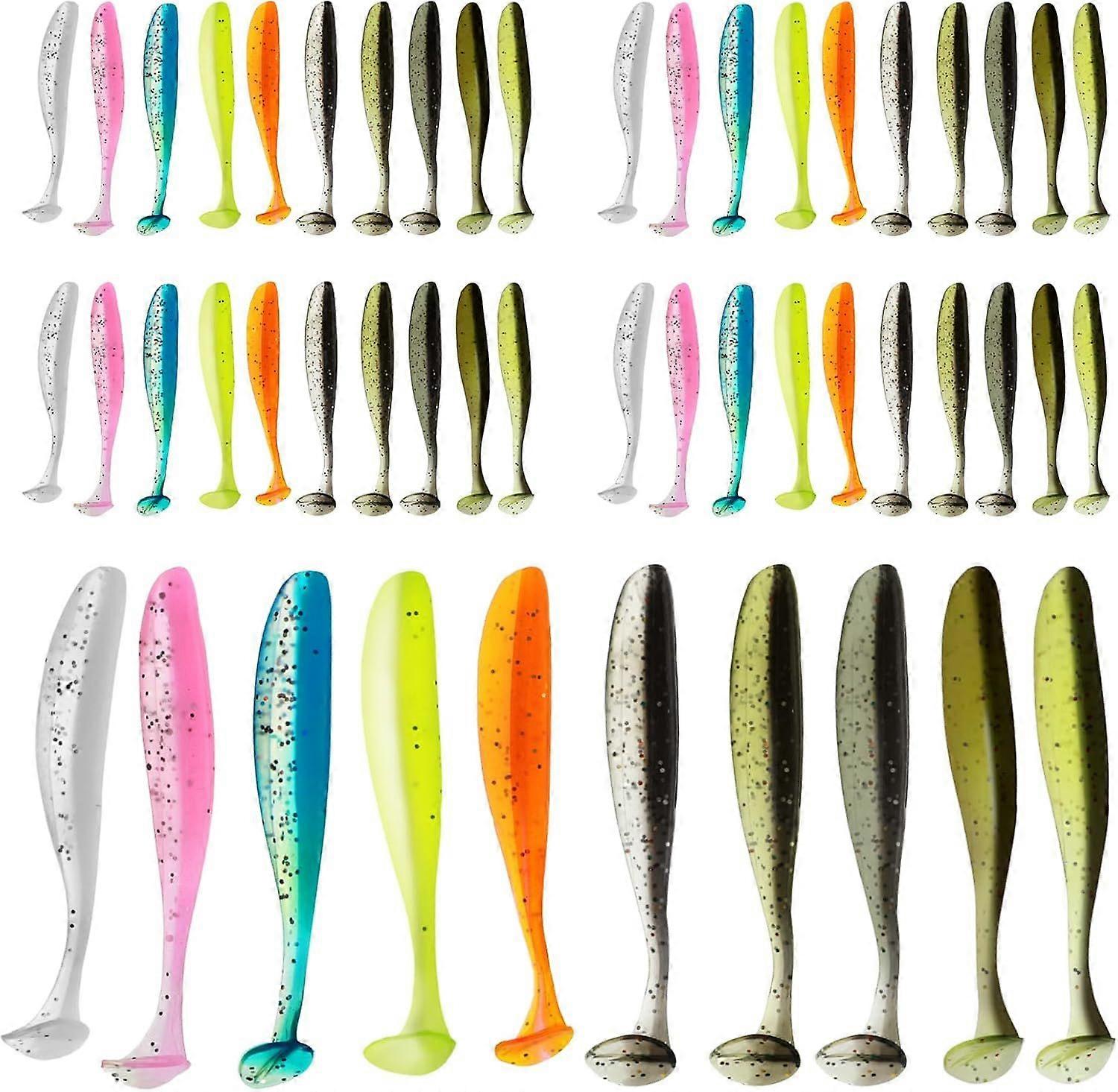 50 Pcs Soft Plastic Baits Paddle Tail Swim Baits Fishing Lures Glide Bait Paddle