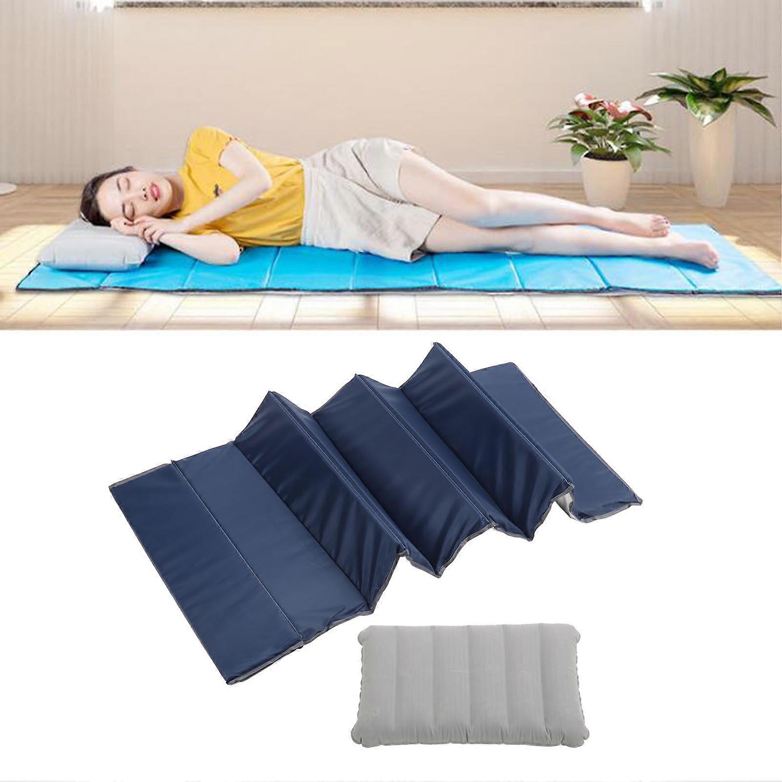 Foldable Camping Sleeping Pad w/ Inflatable Pillow 1900x700x15mm Dark Blue