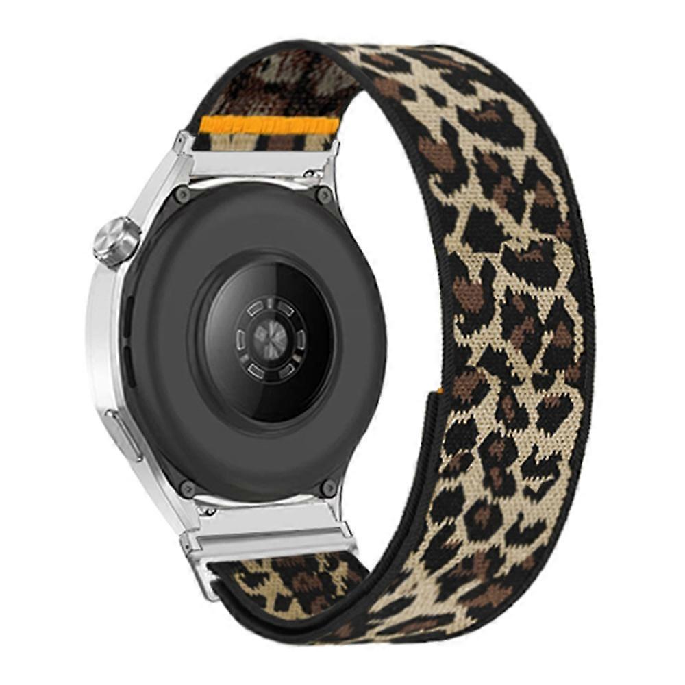 TKdaddy For Huawei Watch GT 5 46mm Nylon Watch Band 22mm Adjustable Elastic Replacement Strap Leopard Print