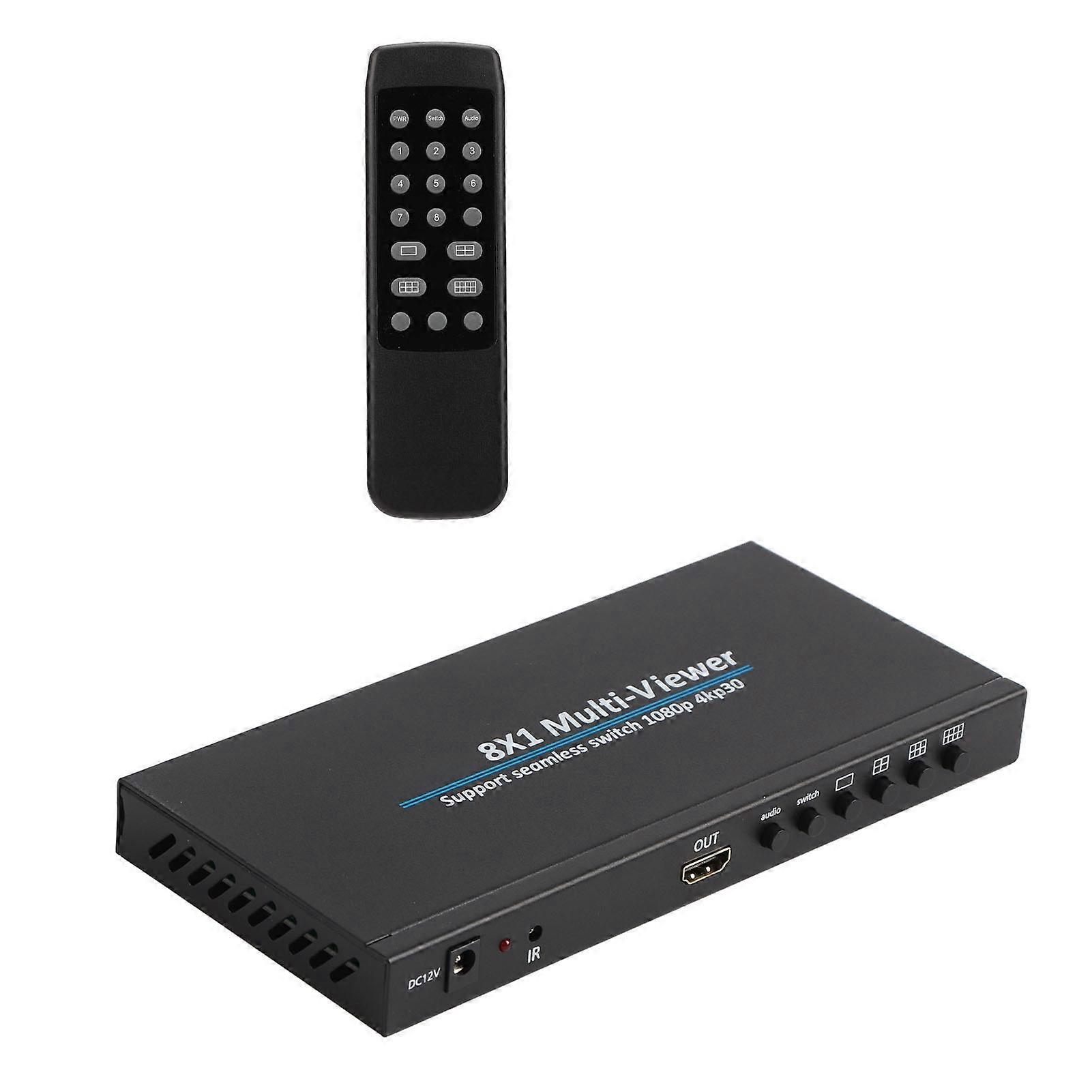 8x1 HD Multimedia Interface Screen Splitter for Gaming & Security, 4K Resolution, UK Plug