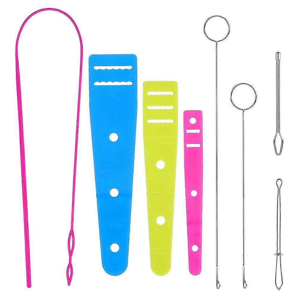 8 Pcs Flexible Drawstring Threader Tool Set Sewing Loop Turner for Jackets, Coats, Pants, Hoodies & Sweaters