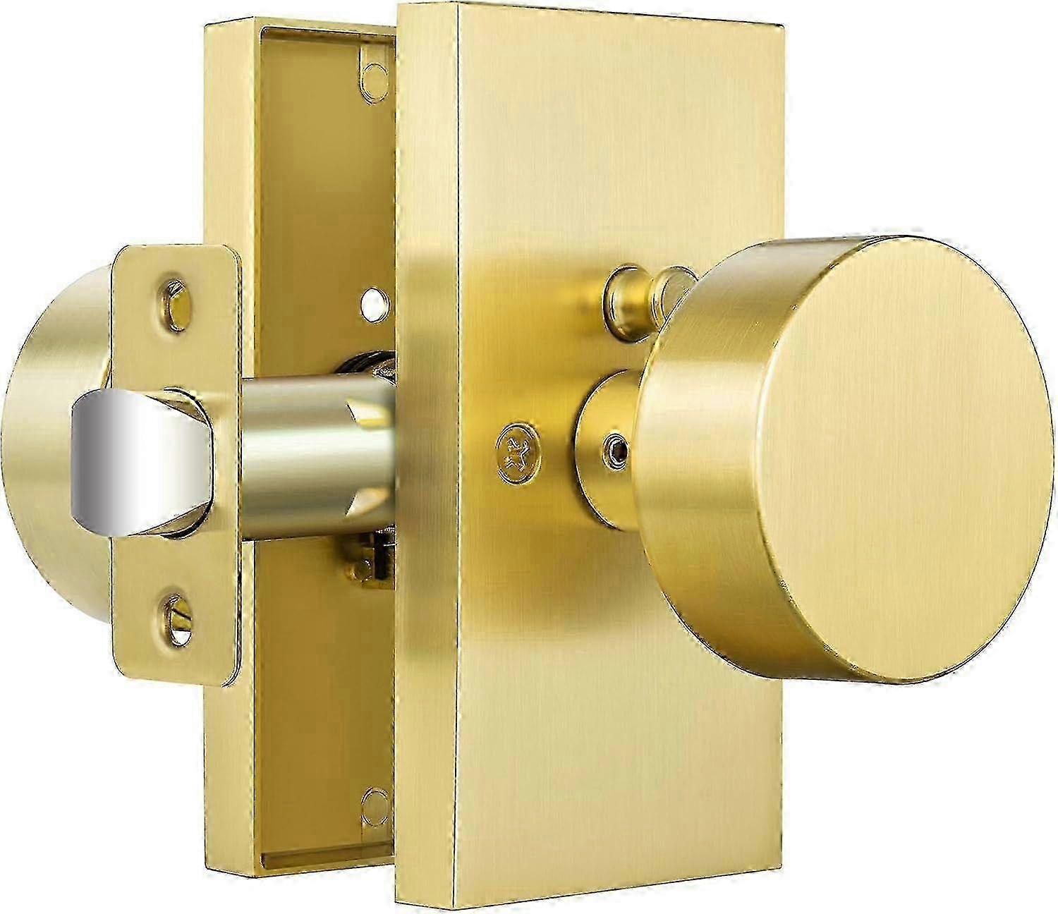 Modern Satin Brass Door Knobs for Bedroom Privacy