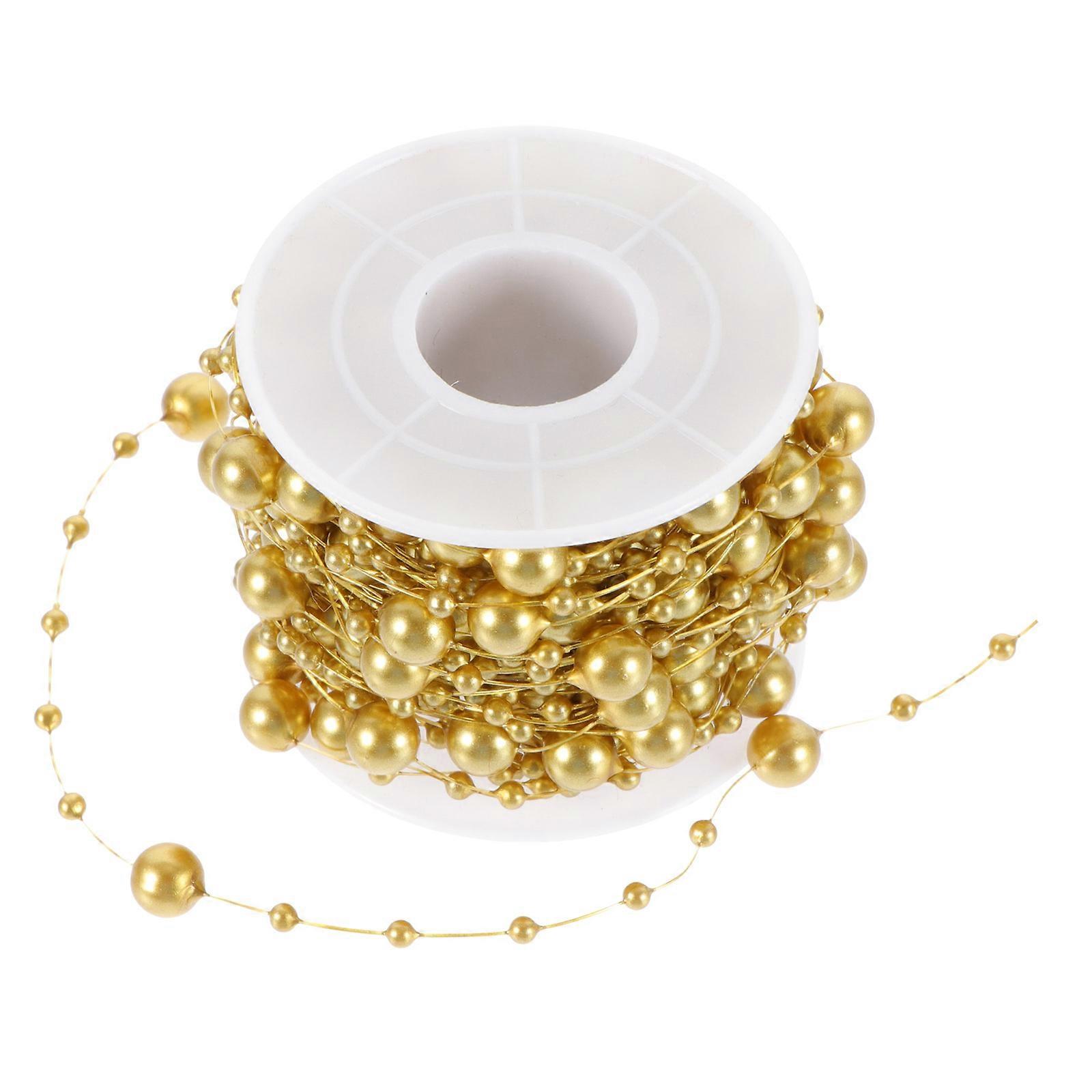 ビーズストリングパールワイヤーラウンド装飾ホームデコレーションゴールデンプラスチック適切な1ロール