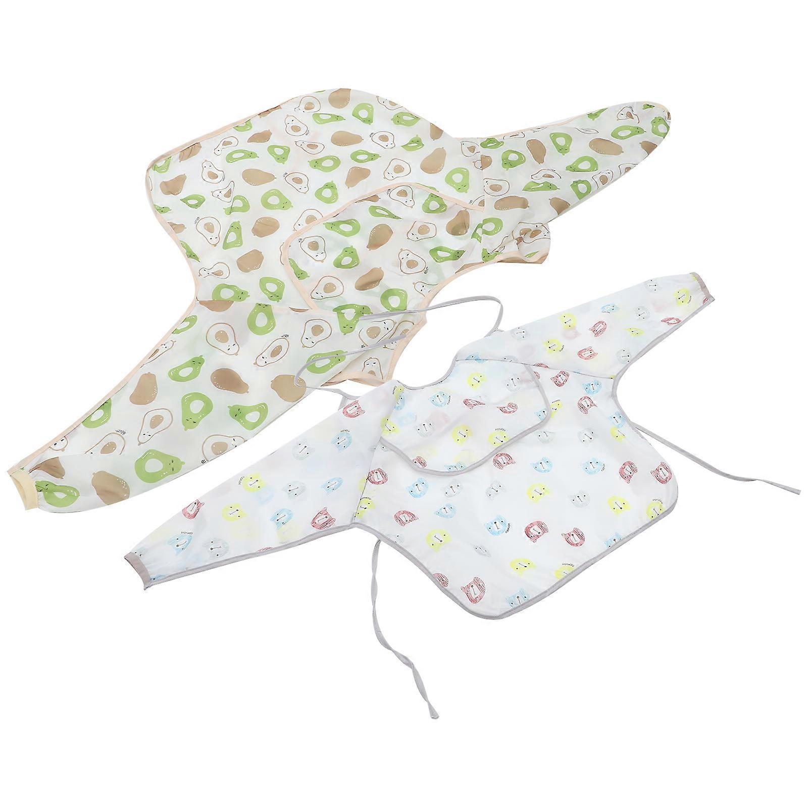 Waterproof Baby Bibs Long Sleeve Full Bibs for Kids Use 2Pcs Assorted Color