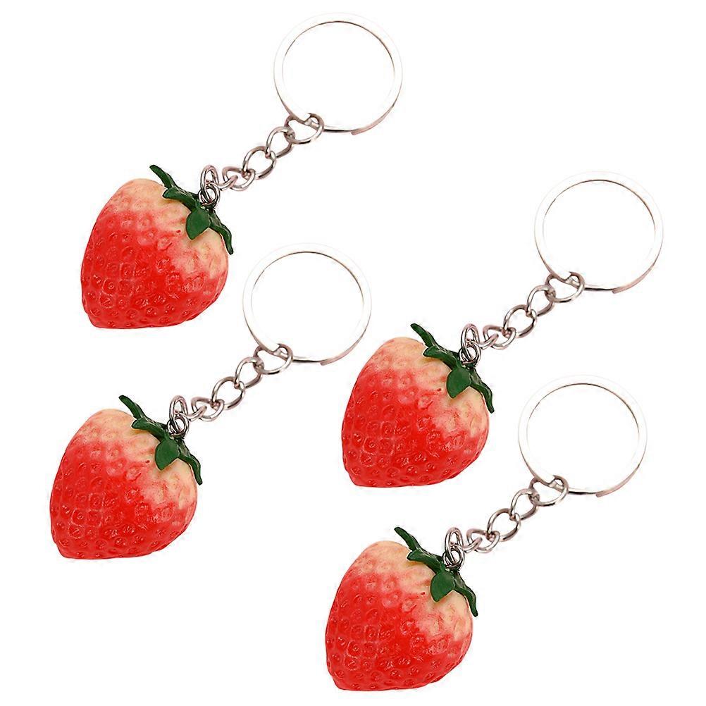 Key Pendant Strawberry Shaped for Decor 4Pcs Creative Strawberry Keychains