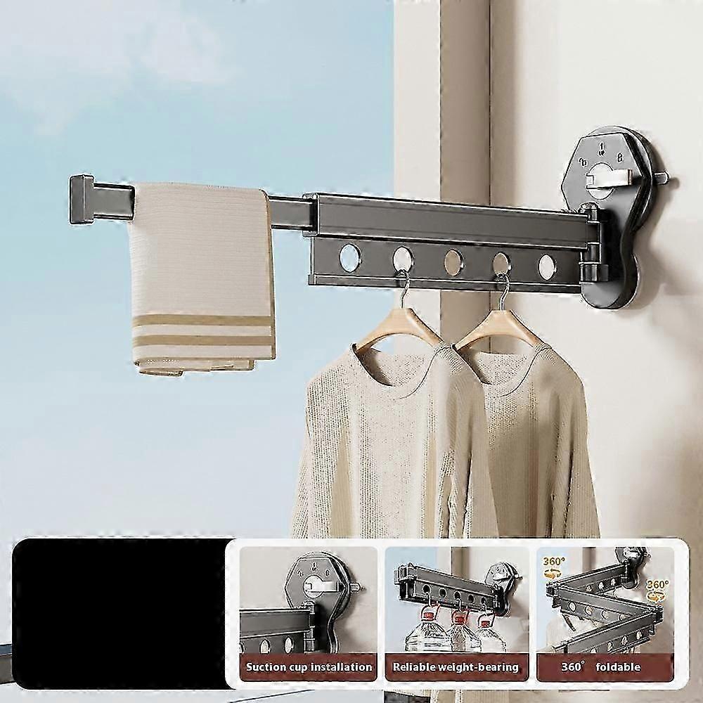 2 Sections Clothes Drying Rack Suction Cup Aluminum Retractable Laundry Rack