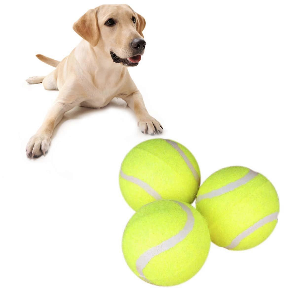 Dog Chew Balls 3Piece Durable Tennis Balls Set For Interactive Play Training And Fetching Chewing Teething
