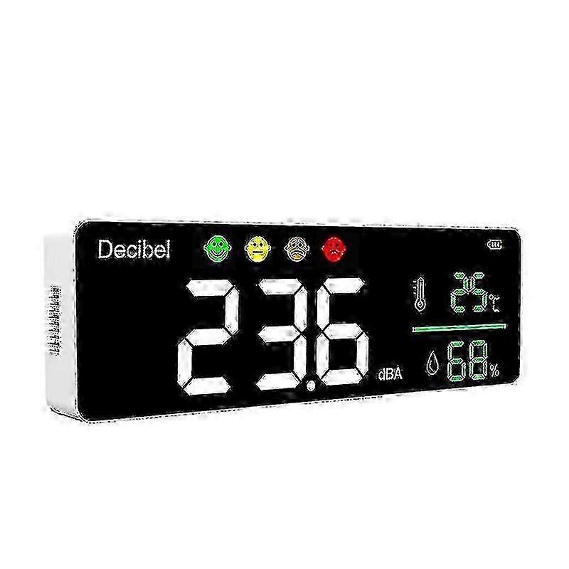 Smart Decibel Sound Meter With Digital Display For Noise Detection, 30-130 Db Range, Temperature And Humidity Monitor Dm1306d -CHW