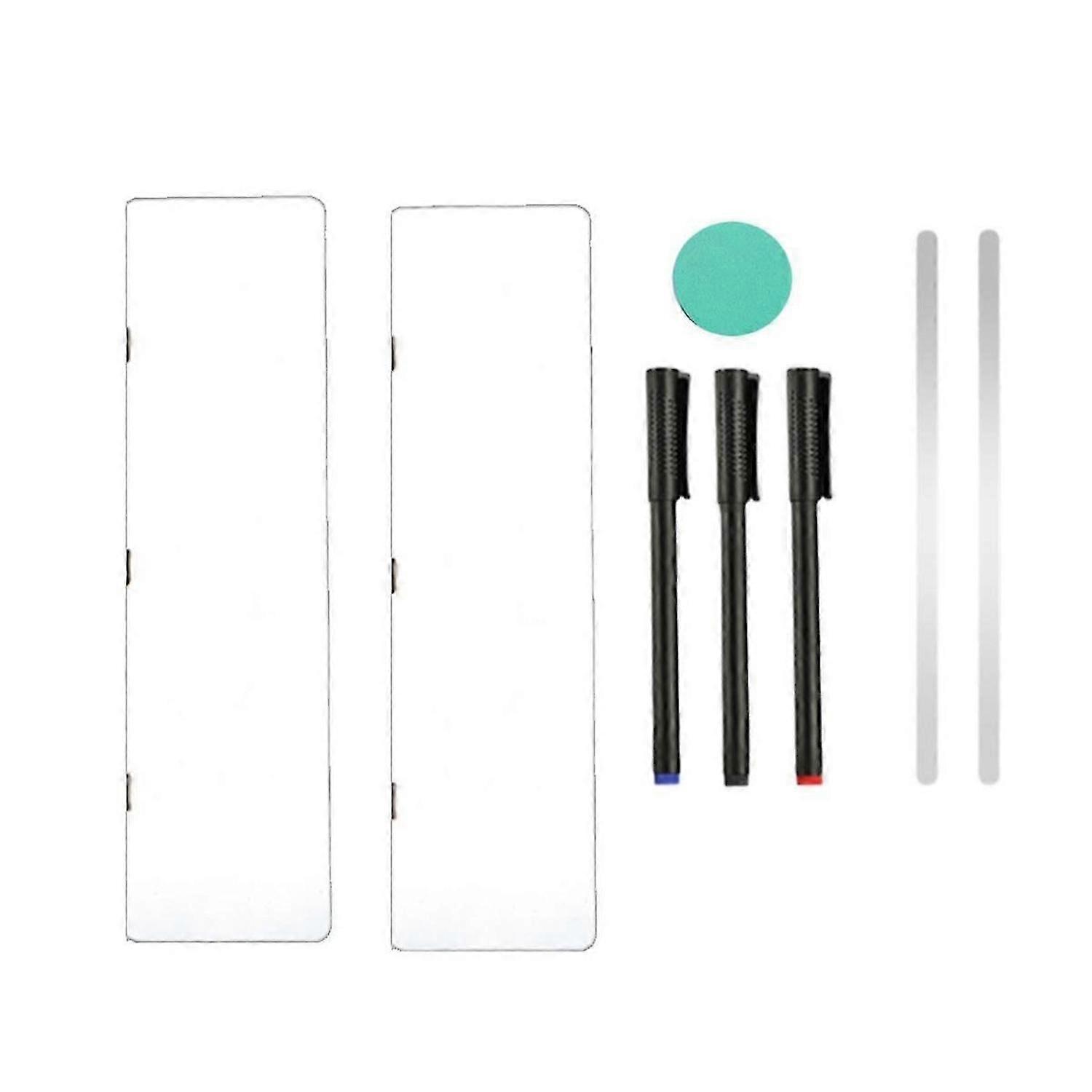 2 Pack Monitor Memo Whiteboard,Magnetic Sticky Note Holder Dry Erase Board for Computer with Self-Adhesive Metal Strips