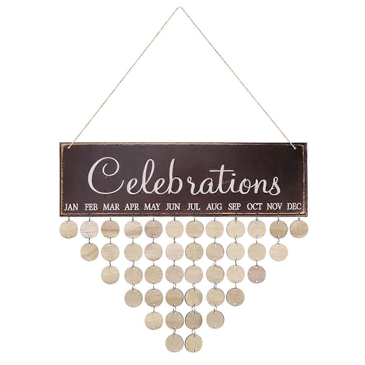 Wooden Block Calendar for Birthday Reminder with 1 Plaque and 50 Discs