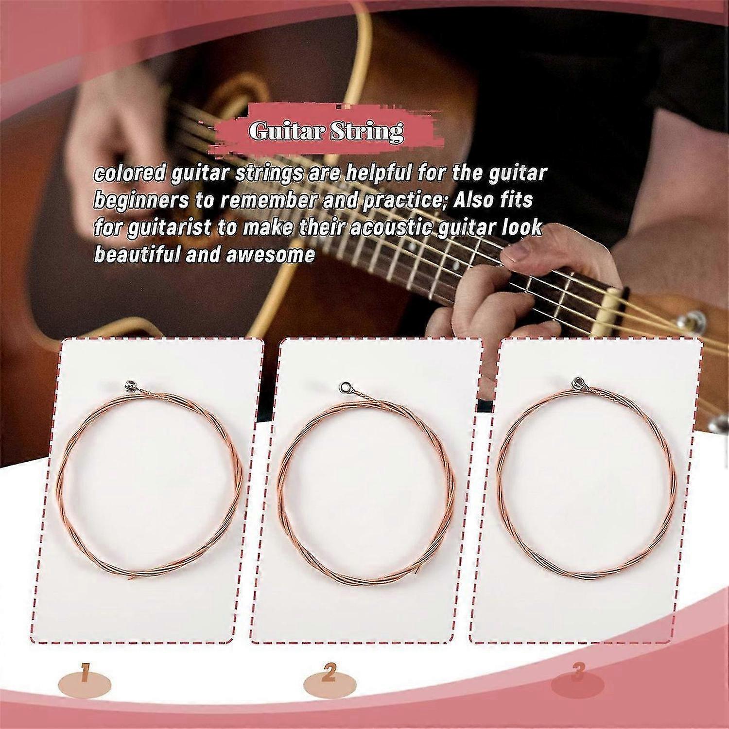 3 Sets Guitar Strings Replacement Steel String for Acoustic Guitar (1 Brass Set, 1 Copper Set and 1