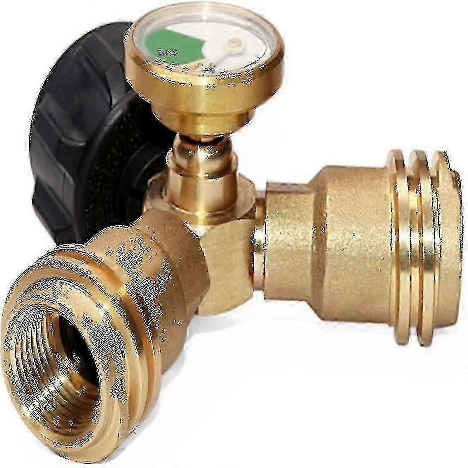 Barsinfi Splitter, Propantank-Y-Splitter-Adapter, mit Instrument, 2-Wege-LPG-Adapter-T-Stück
