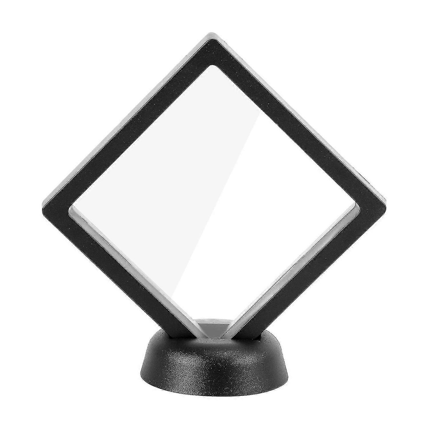 Square 3D Albums Floating Frame Holder Coin Box Jewelry Display Show Case, 9X9cm (With Base)