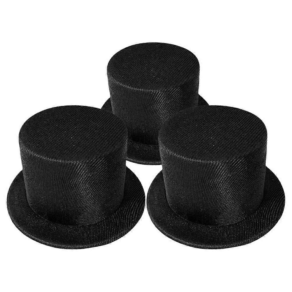 Miniature Top Hats For Crafts 3Pcs Fun Decoration For Snowmen And Dolls Black Cloth Practical Usage