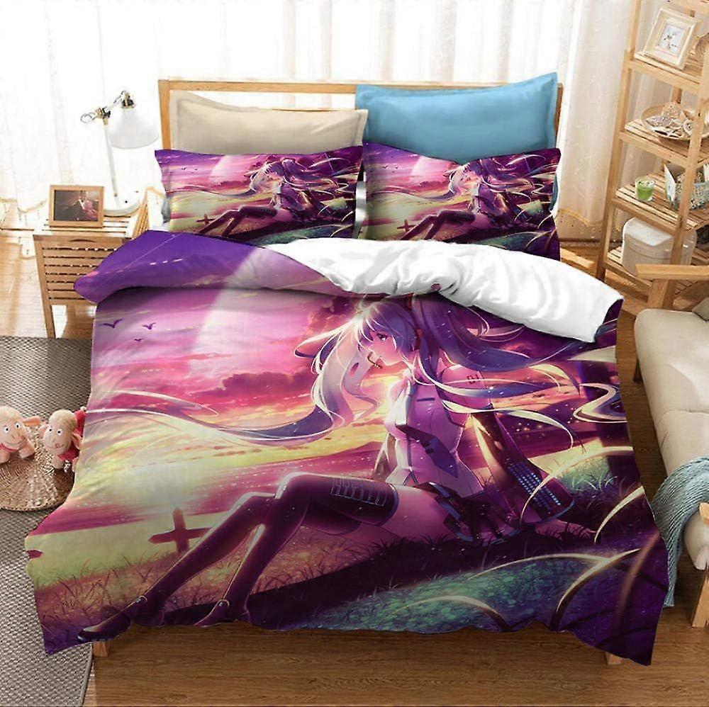 t575 3D Printed Duvet Cover Double Cartoon Anime Character 3 Pcs Bedding Set With Zipper Closure + 2 Pillowcases Ultra Soft Hypoallergenic Microfiber