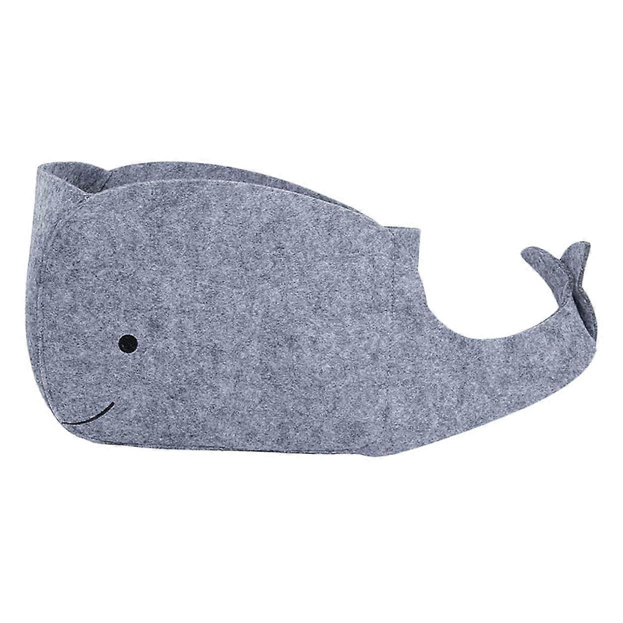 Adorable Whale Folding Storage Bag Dark Grey Multipurpose Organizer Space Saving Stackable Dormitory Playroom Storage