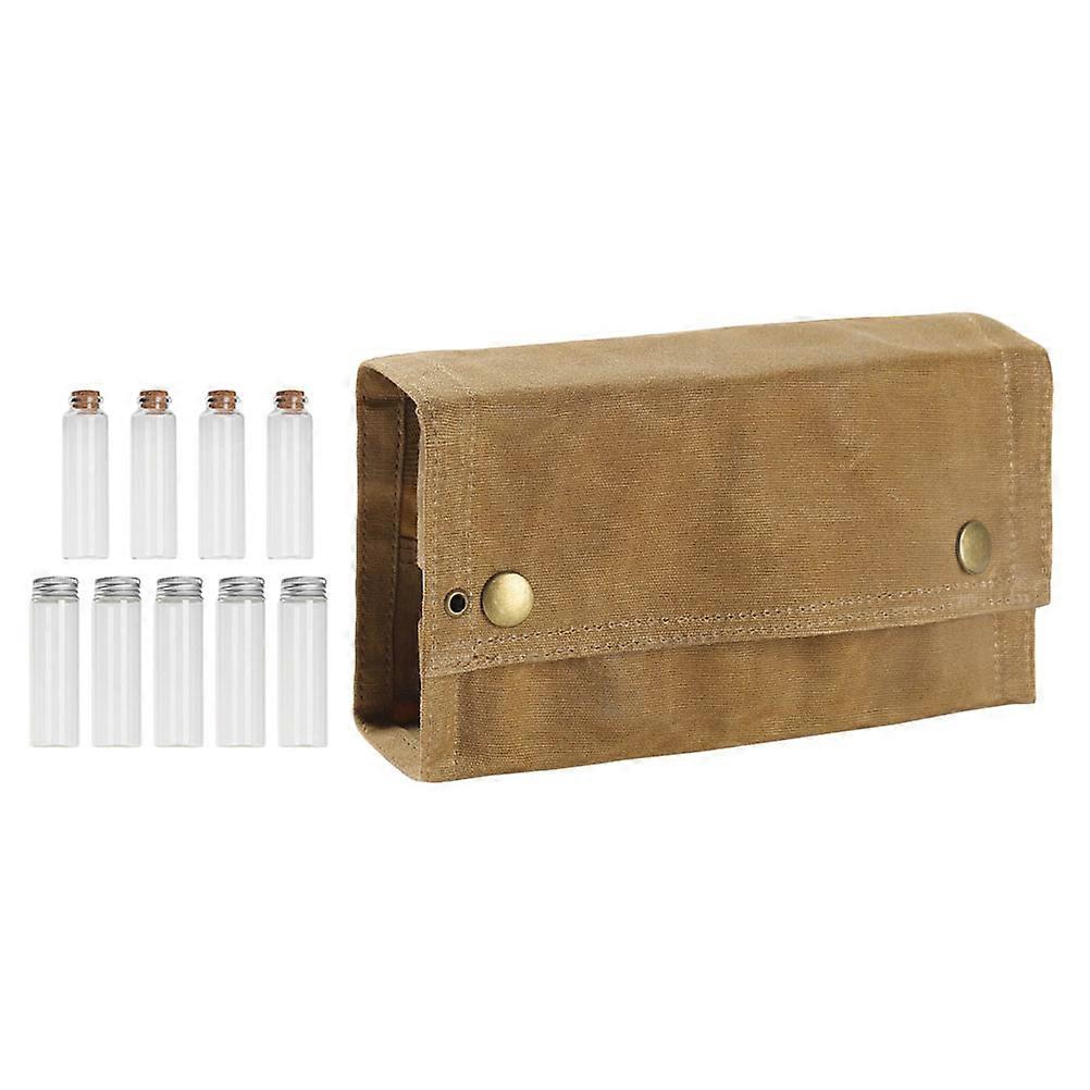 Camp Spice Container Bag Canvas Outdoor Picnic Use Foldable Organizer Khaki 1 Set
