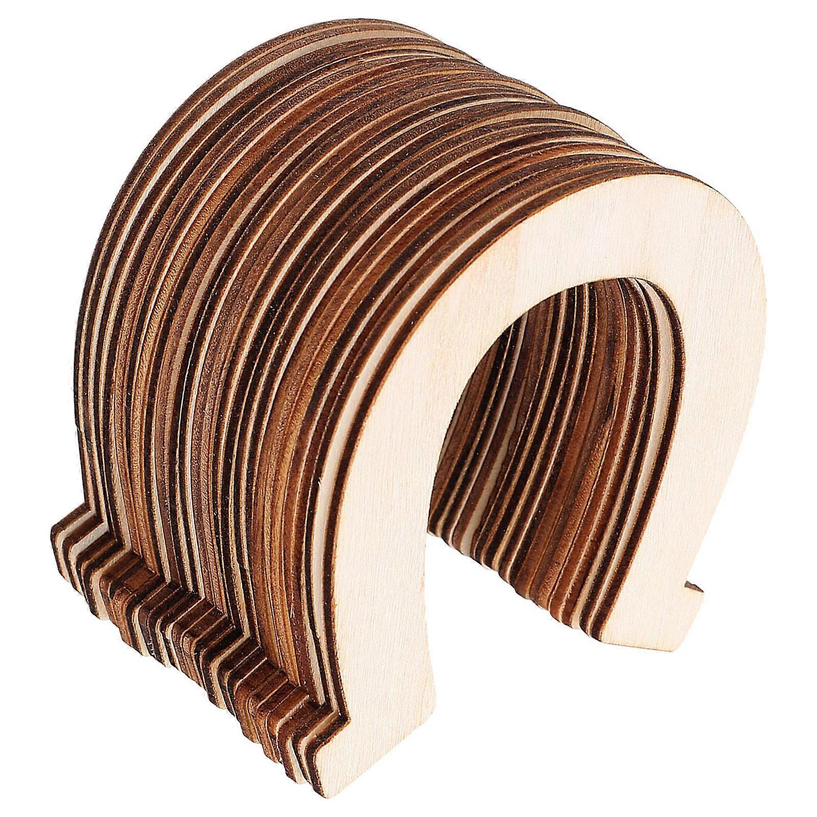 DIY Graffiti Chip 144 Pcs Horseshoe Design Wood Slices For Parents And Kids Craft Projects 9.10X8.30X0.20cm Unfinished Beige