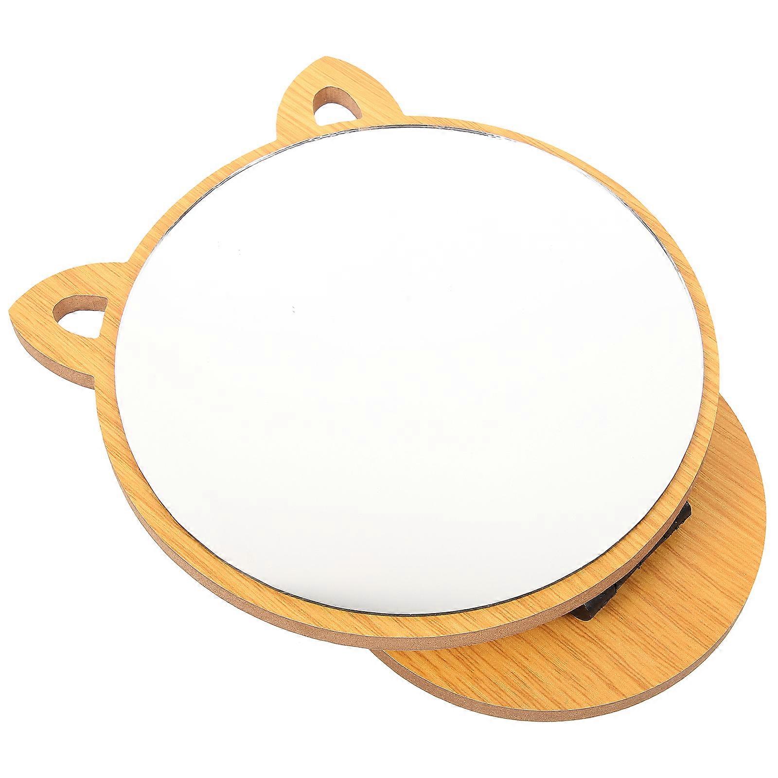 Wooden Makeup Mirror for Bathroom Use 2Pcs Portable Desk Counter Mirror
