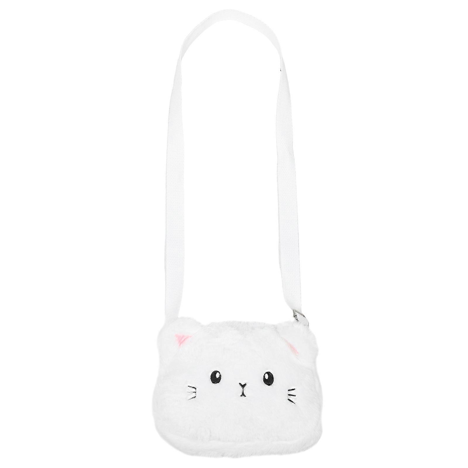 Cute Cat Crossbody Bag Plush Shoulder Bag for Girls 3Pcs Adjustable Purse