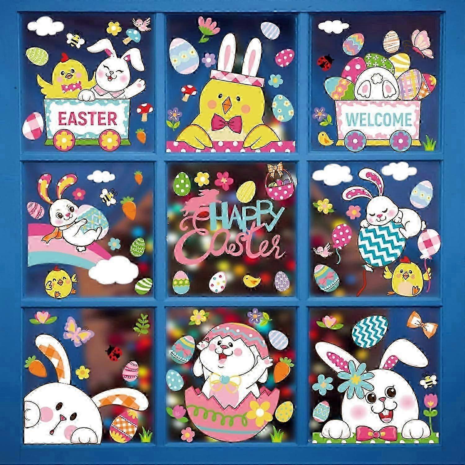2025 9 Sheets Easter Window Stickers,126pcs Easter Stickers Easter Decorations,easter Bunny Easter Eggs(easter-a)