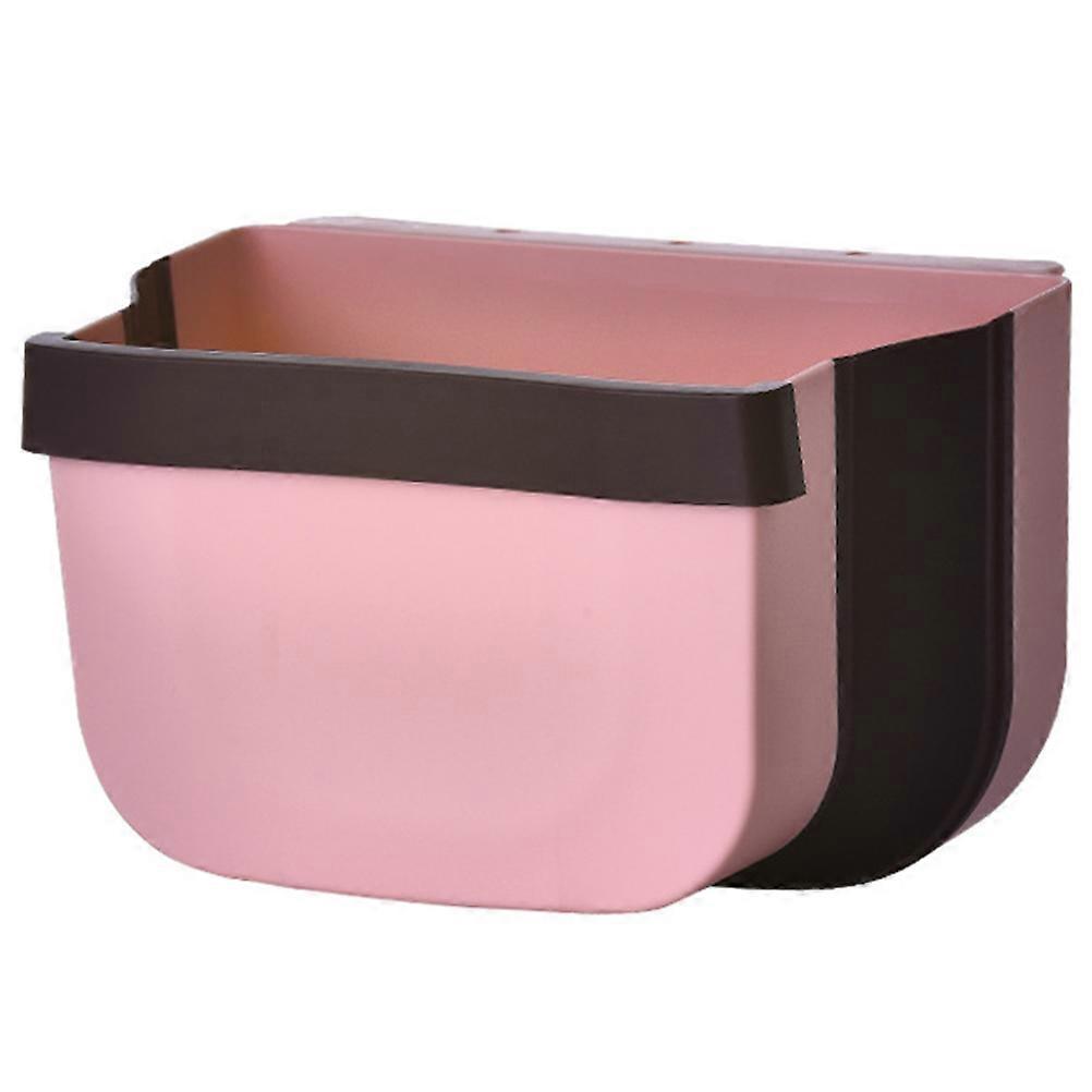 Kitchen Plastic Trash Basket for Storage 2Pcs Foldable Hanging Waste Container Pink