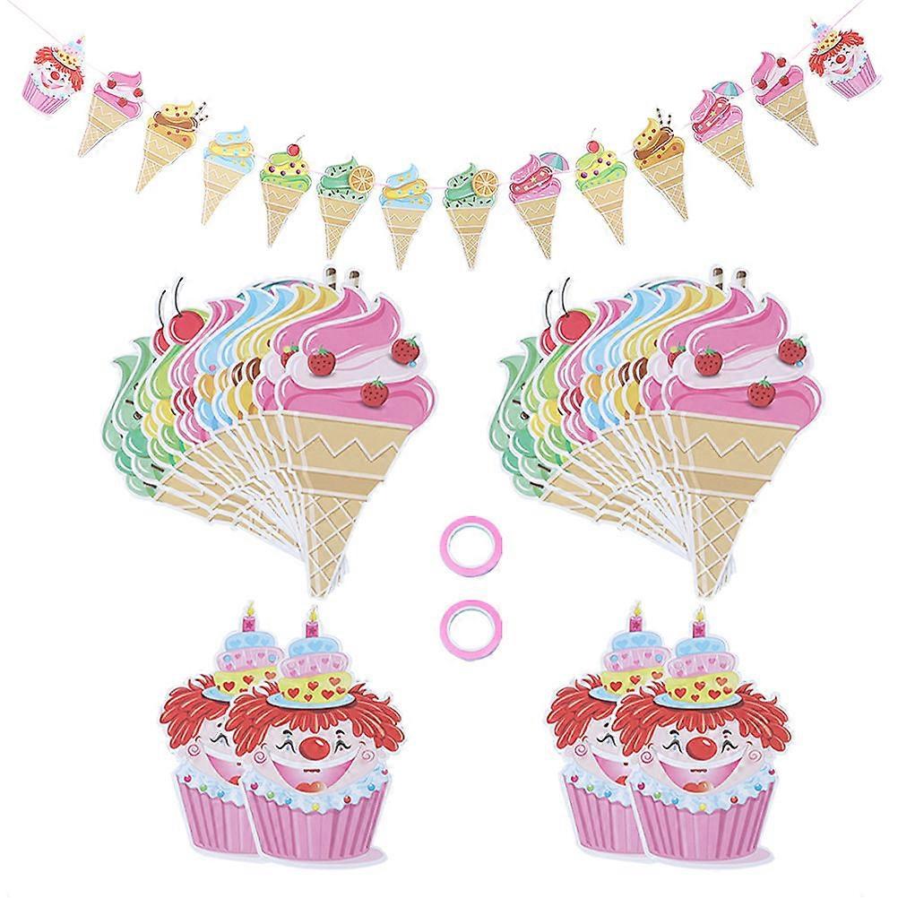 Hawaiian Party Decorations Ice Cream Banner For Home Users Celebrations Multi Decorative 3 Sets
