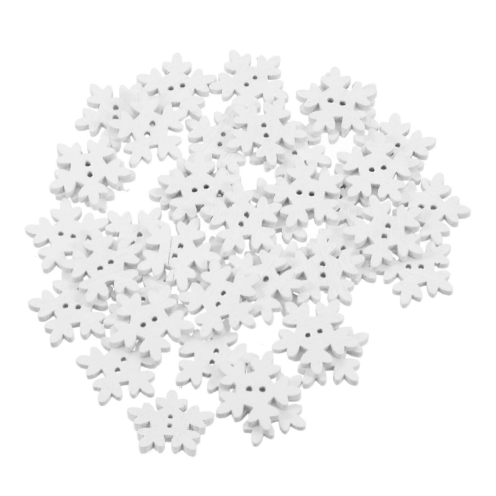 Creative Button Decoration Snowflake Wooden for 200Pcs Holiday Projects