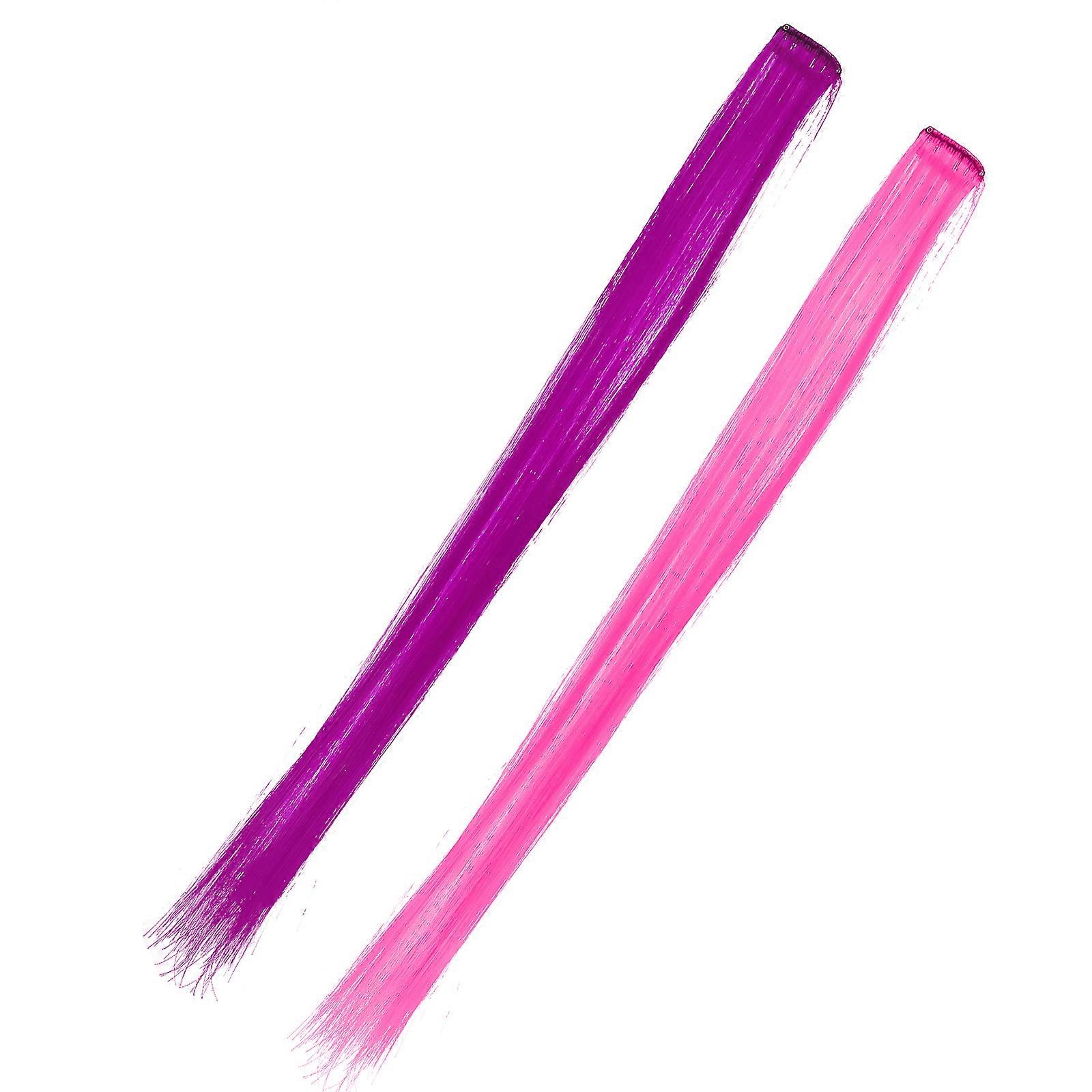 Colored Clip In Hair Extensions Straight for Cosplay Party High Temperature Silk Material 10Pack