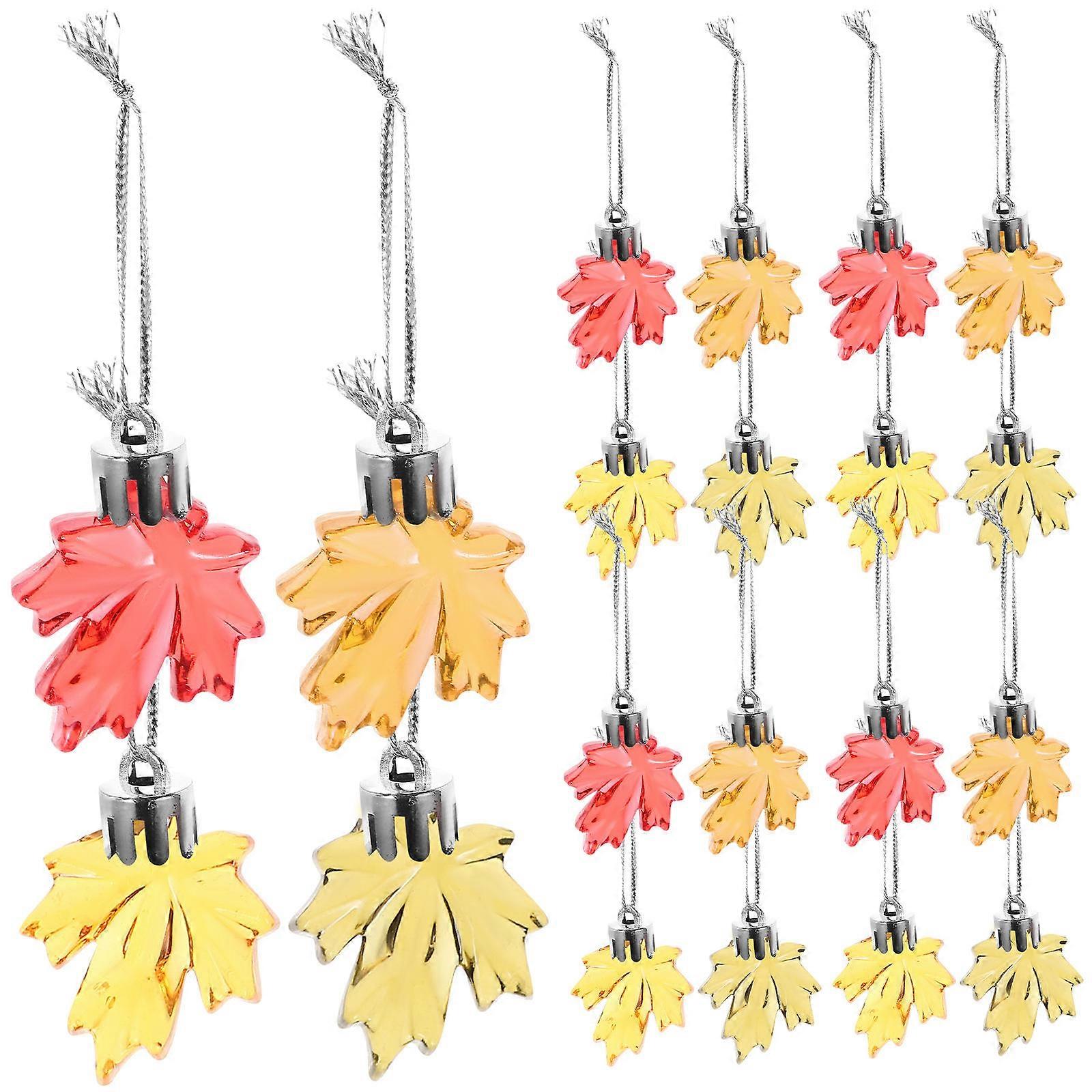 Thanksgiving Ornament Maple Leaf Hanging Pendant Home Decoration Assorted Color Design 24Pcs