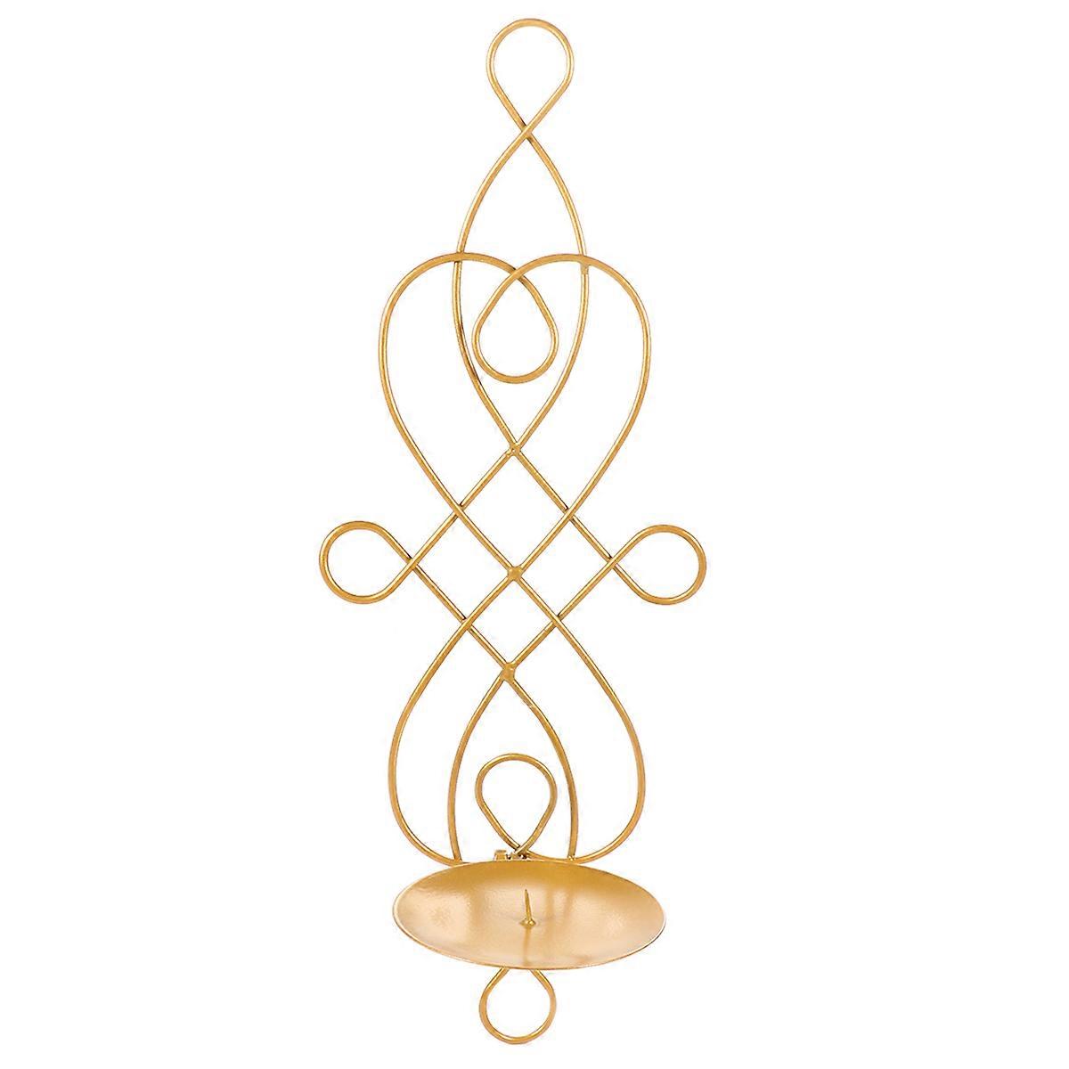 Golden Iron Candlestick for Wall Hanging Candle Holders 2Pcs