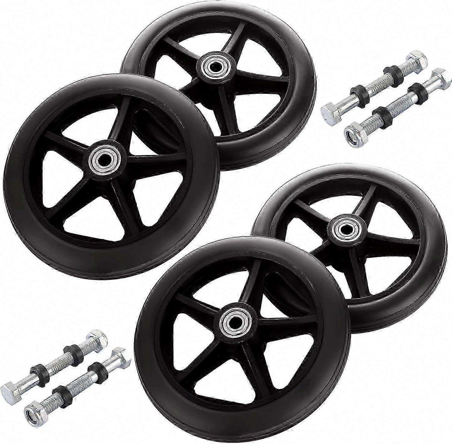 4 Pcs 6-Inch Anti-Slip Walker Wheels Replacement, Solid Wheelchair Front Wheels