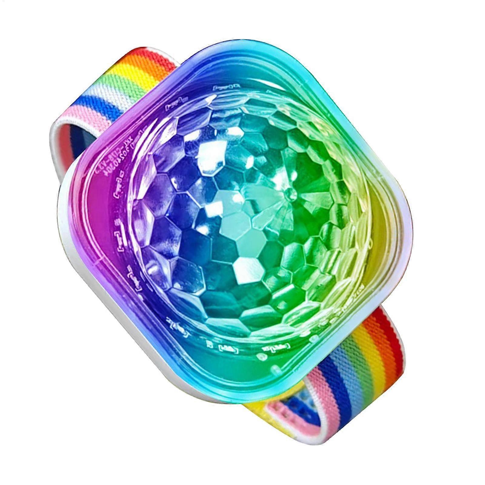Disco Ball Wristband Sound Activated LED Light Clock Rechargeable Strobe Bracelet Portable Lighted Bracelet White
