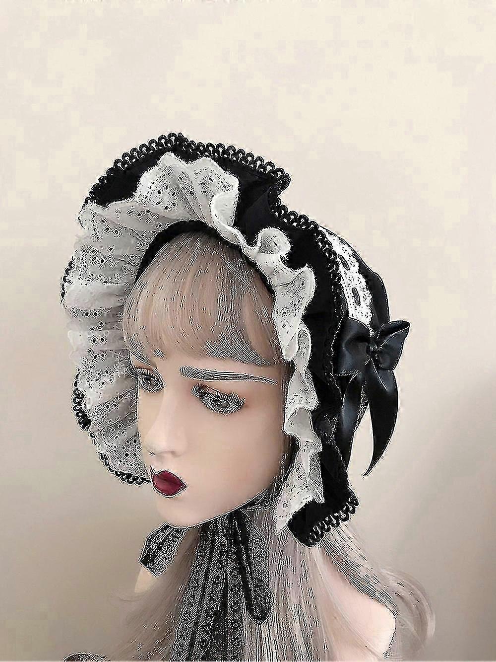 القرون الوسطى خمر خادمة تأثيري اليقطين كاب الدانتيل متابعة قبعة قابلة للتعديل النساء الفتيات لوليتا الدانتيل بونيه تكدرت قبعة