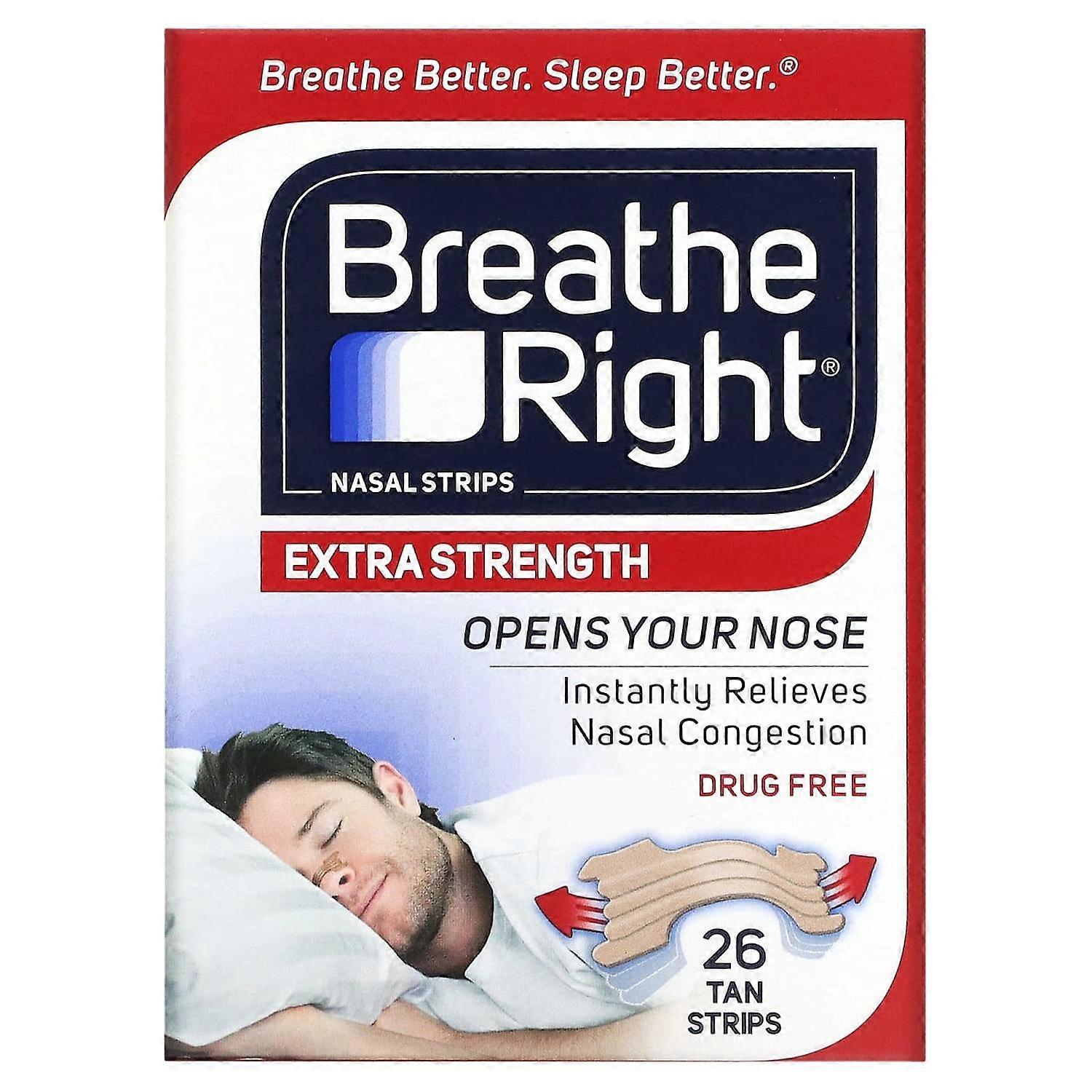 Breathe Right, Nasal Strips, Extra Strength, 26 Tan Strips