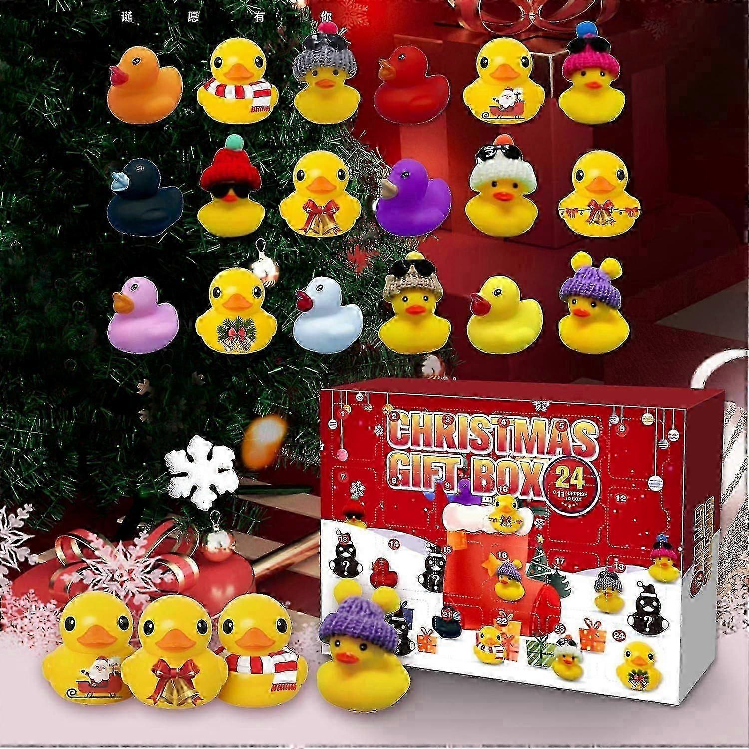 Christmas Duck Advent Calendar 2025, 24 Days Christmas Countdown Rubber Duck Toddler Advent Calendar Box