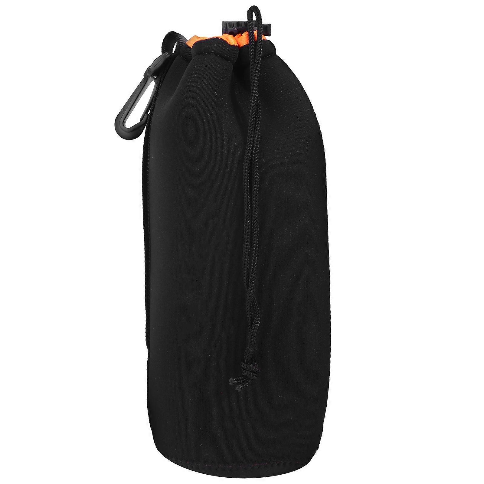 Black Neoprene Lens Pouch Bag for Lens with Drawstring