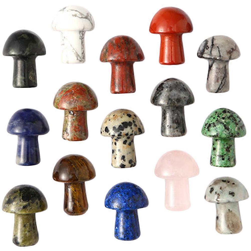 Mini Crystal Mushroom Decorative Props For Fish Tank Micro Landscape 2X2CM Assorted Color 60 Pcs