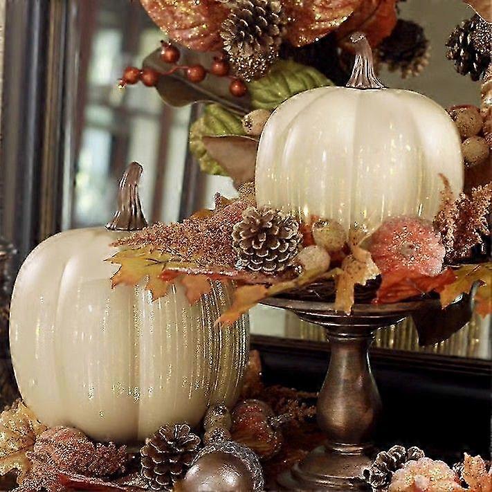 Sparkling Starry Night Glass Pumpkins with LED Lights for Fall