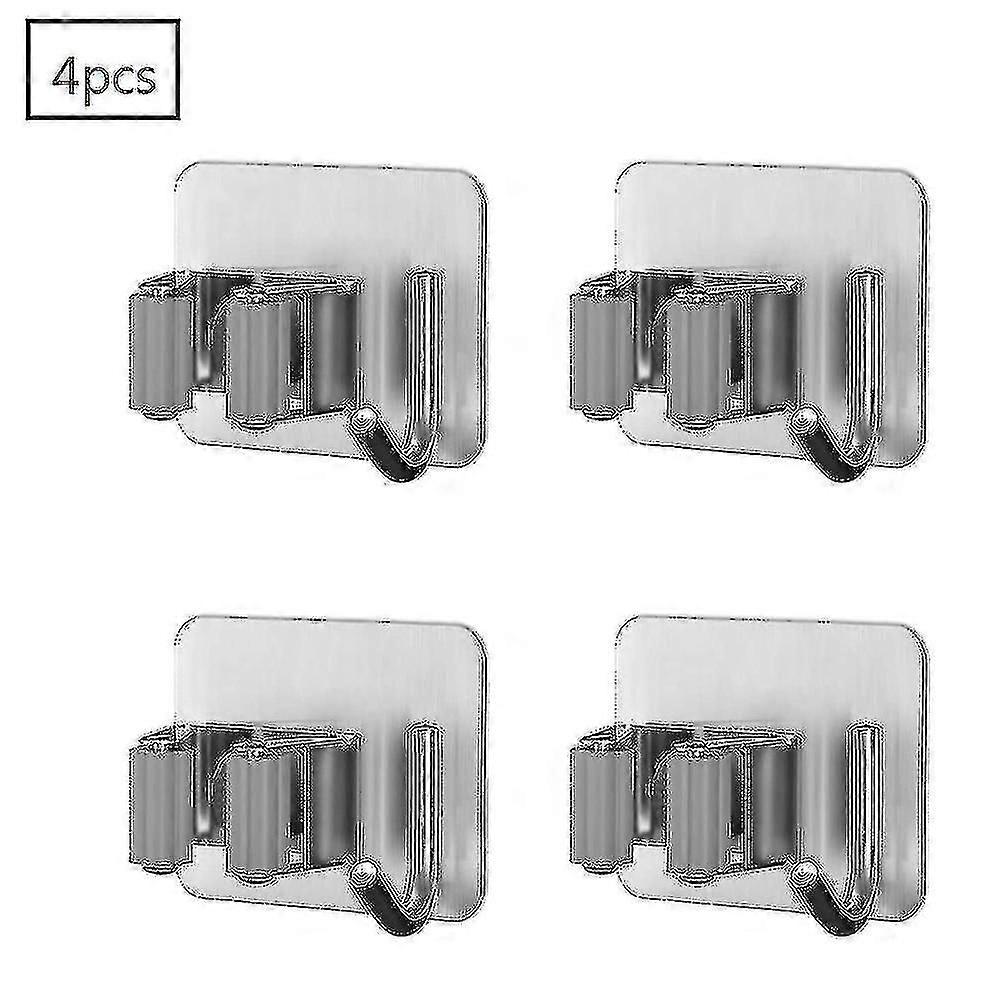 Support de vadrouille en acier inoxydable Auto-adhésif Ustensile à balai mural - Jxlgv