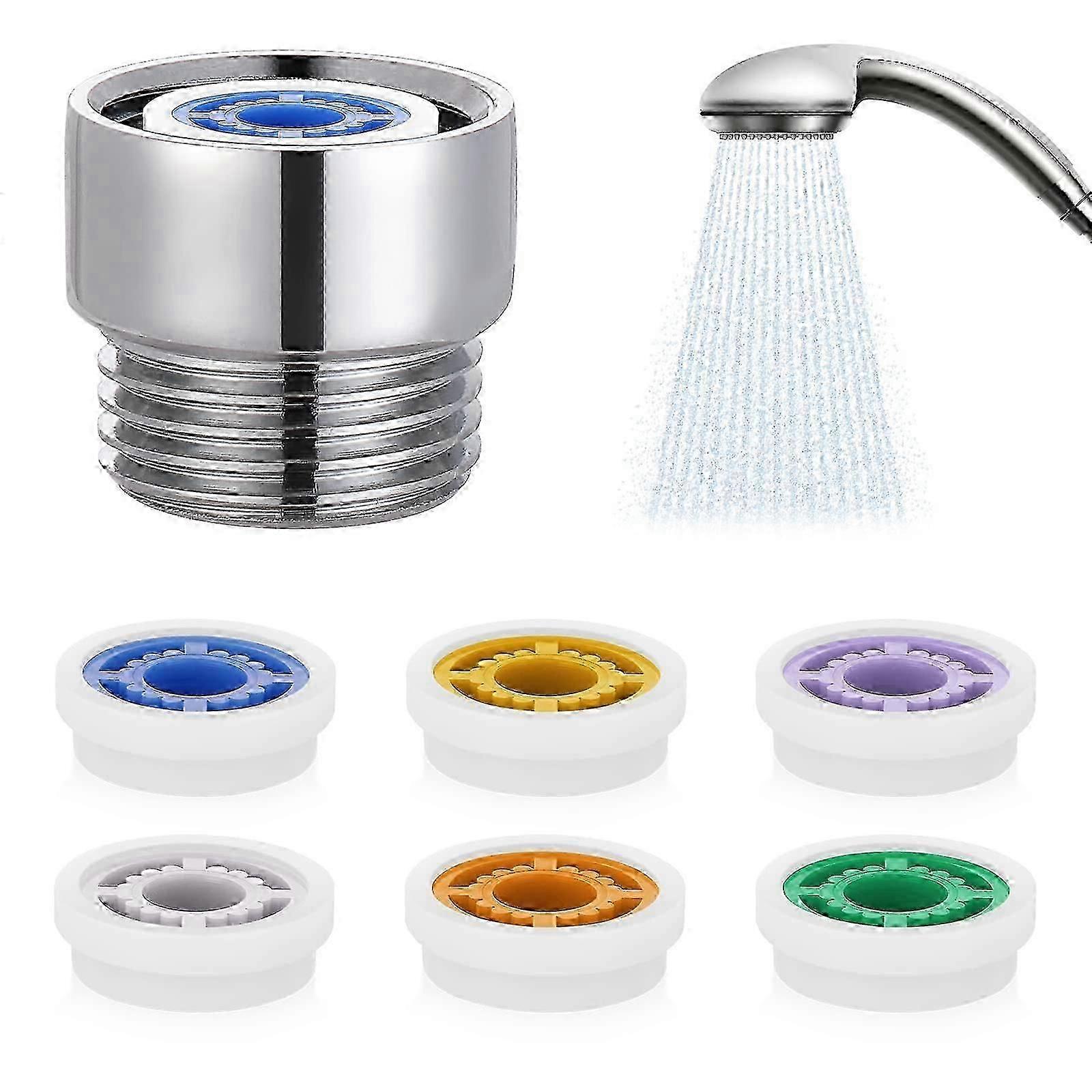 Flow Regulators for Shower Head, Shower Flow Restrictor Set, Adapter for Fixed Shower Head and Hand Shower for Bathroom, 6 Different Flow Rates