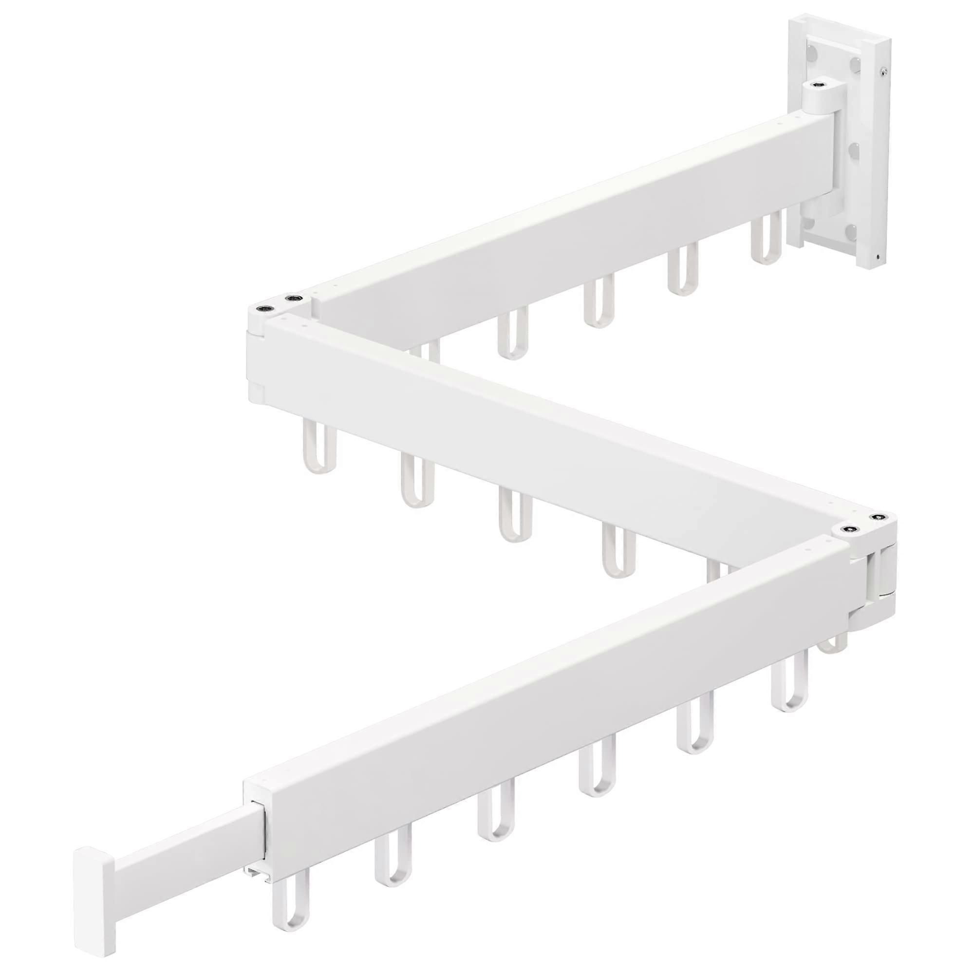 Clothes Drying Rack Wall Mount SpaceSaver Retractable TriFold Collapsible White Laundry Rack