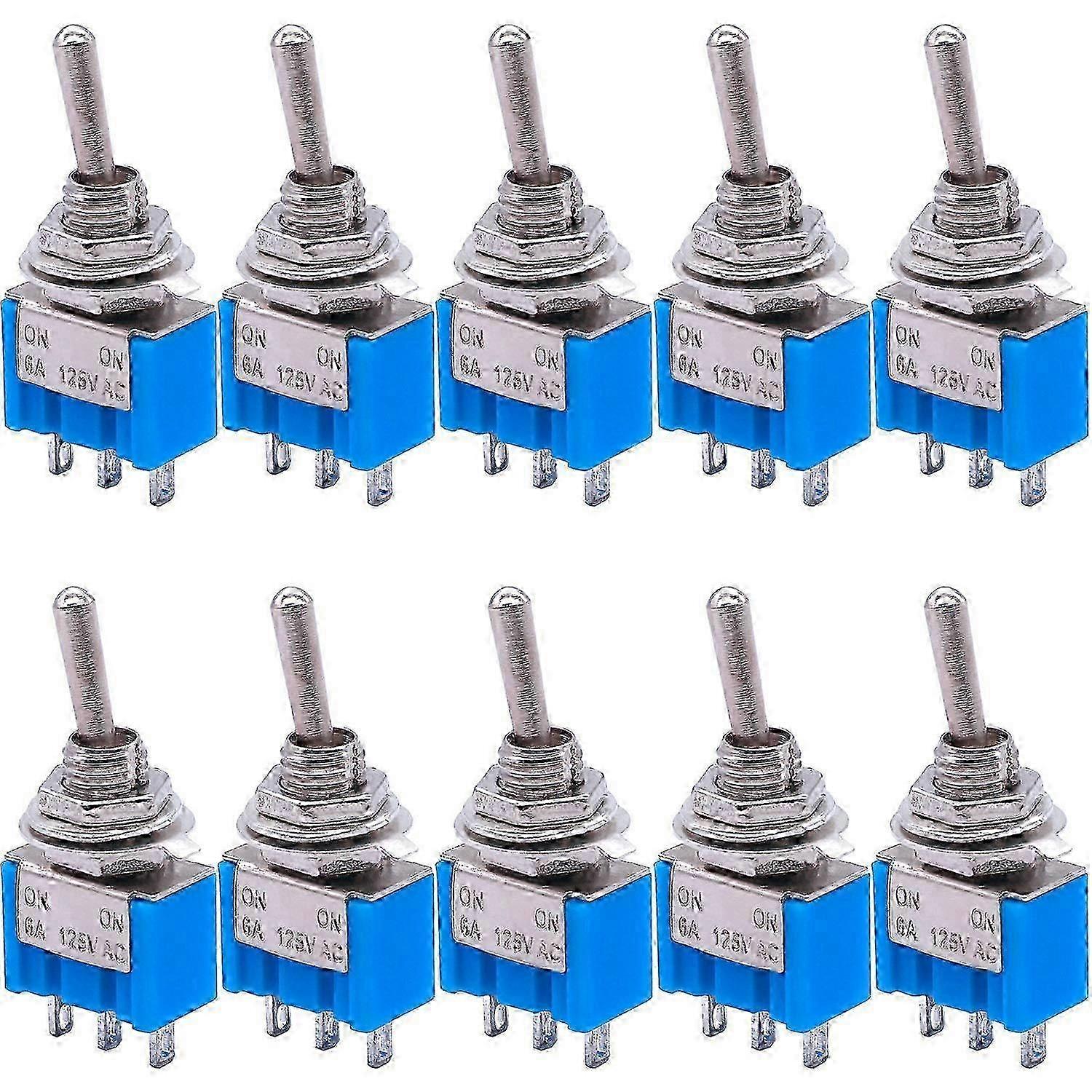 10Pcs SPDT Mini Toggle Switch: 3-Pin 2 Position AC Toggle Switch, 6A 125V - Reliable On/Off Miniature Switch for 102 Models