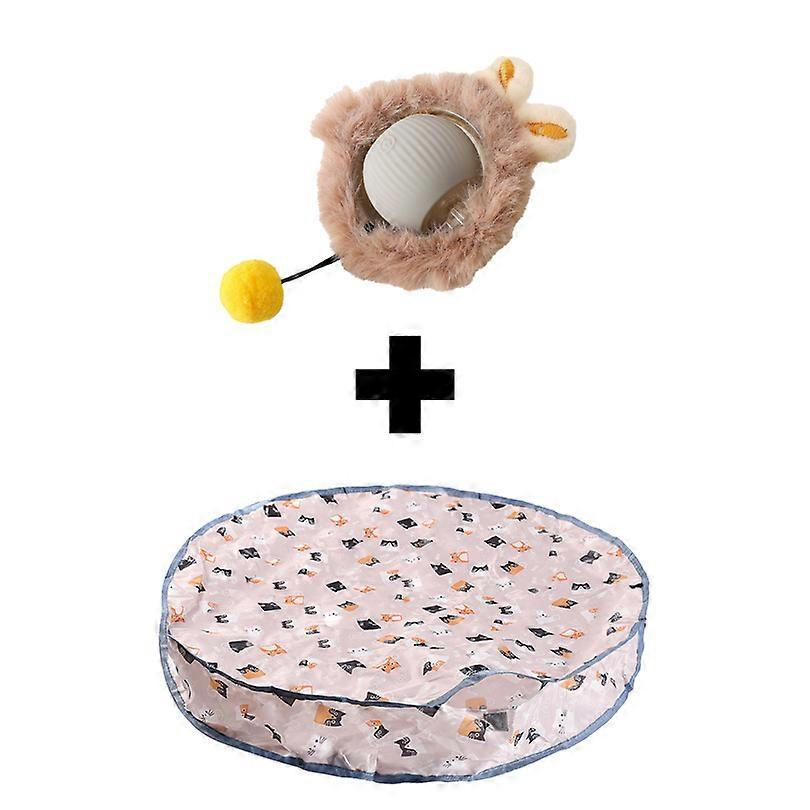 Smart Interactive Cat Toys Ball Fast Rolling in Pouch Hide and Seek Kitten Toy Motion Activated Interactive Cat Toy for Indoor
