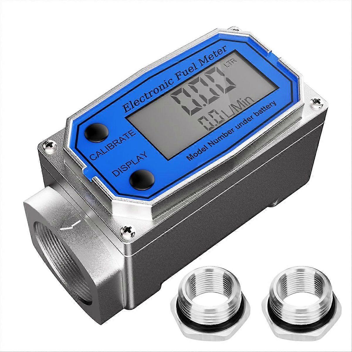Flow Meter with 3/4 inch Adapters, Digital Turbine Flow Meter