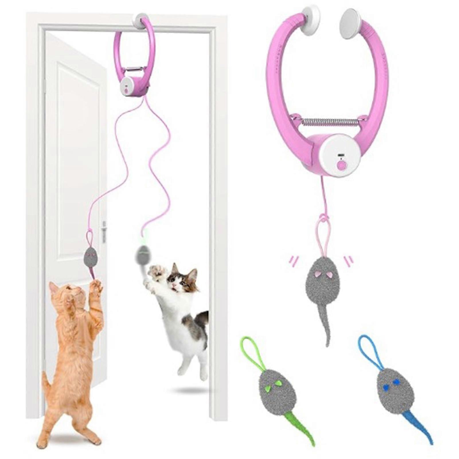 Electric Interactive Mouse Toy for Cats with Door Clip Automatic Jumping Motion