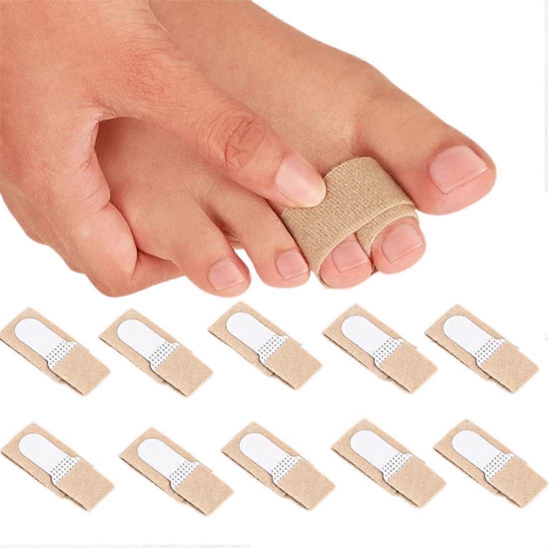 Hammer Toe Splints 10 Pack, Flesh Colored Cushioned Toe Wraps, Toe Traps, Broken Crooked Toes