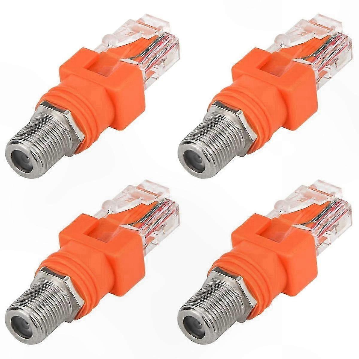 4-Pack Coax to Ethernet Adapter, F Female to RJ45 Male Converter for Network Testing