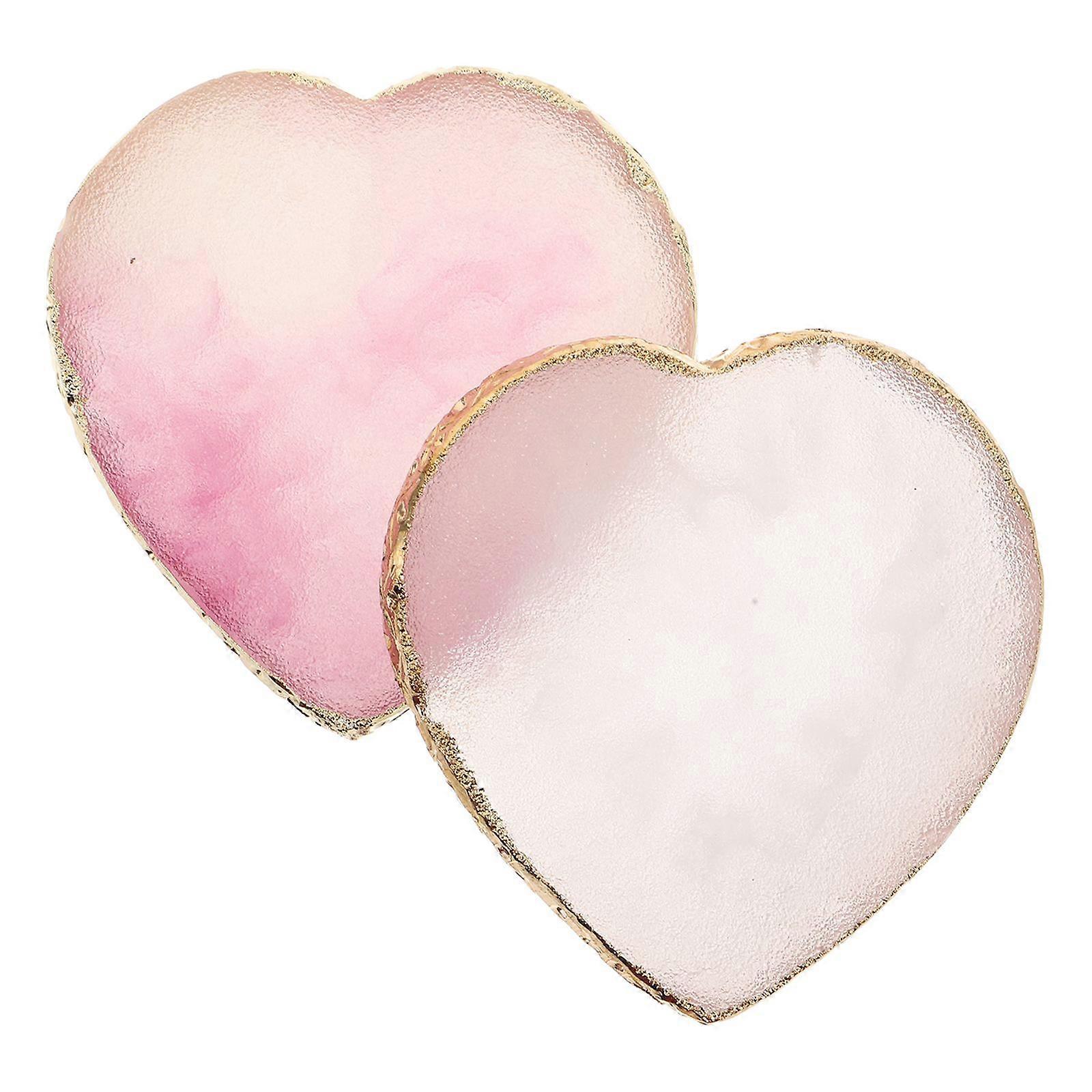 2pcs Nail Color Palette: Nail Art Tools Resin Palette Heart Shape - Golden Edge Mixing Plate for Paint Display Board for Professionals and Salon Use