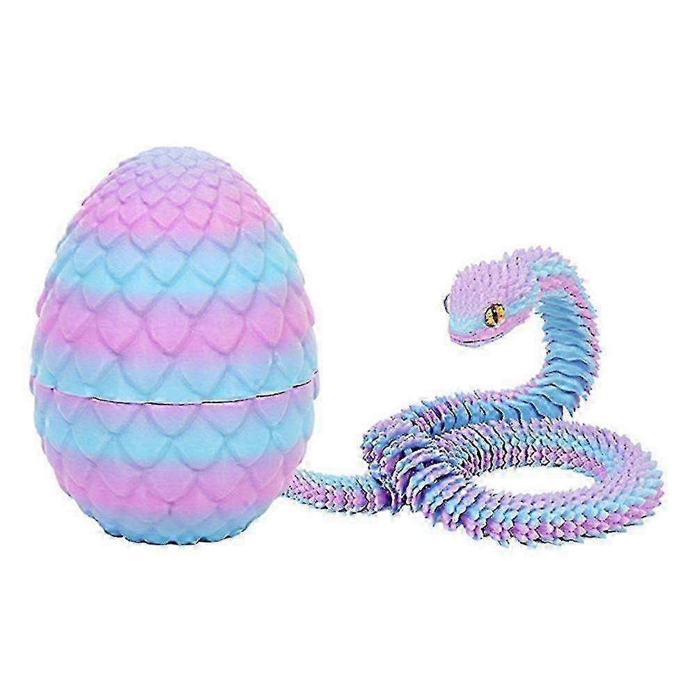 3D Printed Dragon Egg with Snake Included 2025 New Flexible Articulated Snake Toy for Fidget Stress Relief, Easter & Office Decor